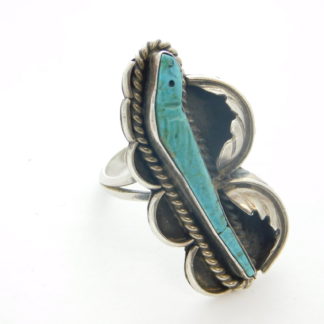 Mary Chavez San Felipe Carved Turquoise Sterling Silver Ring