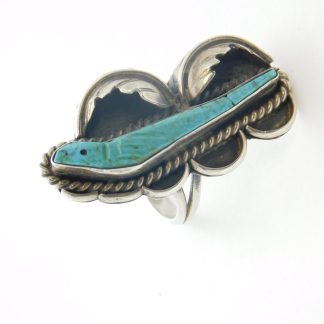 Mary Chavez San Felipe Carved Turquoise Sterling Silver Ring