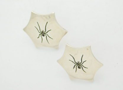 RICK MANUEL Tohono O’odham Spider and Cobweb Sterling Silver Earrings
