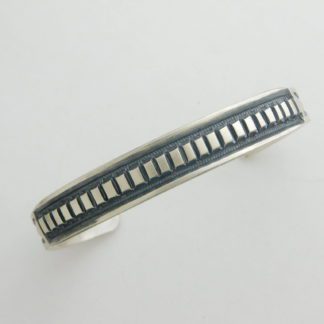 JERROLD TAHE NAVAJO Heavy Chiseled Single Row Sterling Silver Bracelet
