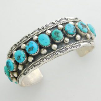 Navajo Sterling Silver Turquoise Row Bracelet