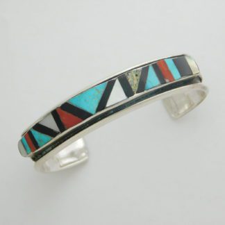 J. Cadman Navajo Stone Inlay Sterling Silver Bracelet