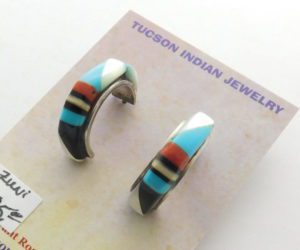 Lena Tsethlikai Stone Inlay Sterling Silver Earrings