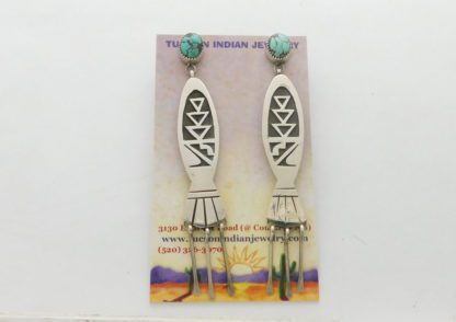 Tim Yazzie Navajo / San Felipe Pueblo Sterling Silver and Carico Lake Earrings