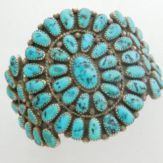 YAZZIE SLIM JIM Navajo Sterling Silver and Turquoise Cluster Bracelet