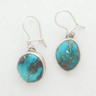 Mark Chee Navajo Bisbee Turquoise and Sterling Silver Earrings