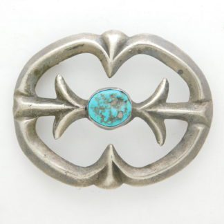 BT SIGNED Navajo Sterling Silver Sandcast and Turquoise Belt Buckle