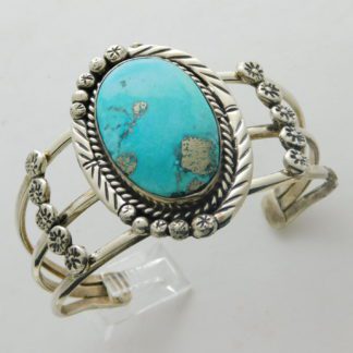 HB Signed Navajo Nacozari Turquoise and Sterling Silver Bracelet
