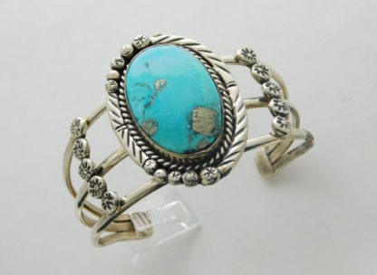 HB Signed Navajo Nacozari Turquoise and Sterling Silver Bracelet