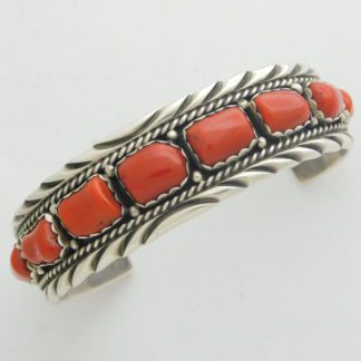 SPENCER Navajo (Dine') Sterling Silver & Mediterranean Coral Bracelet