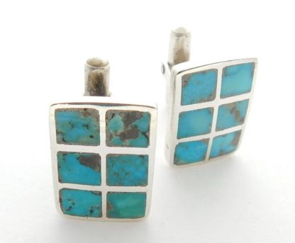 Kingman Turquoise and Sterling Silver Cuff Links