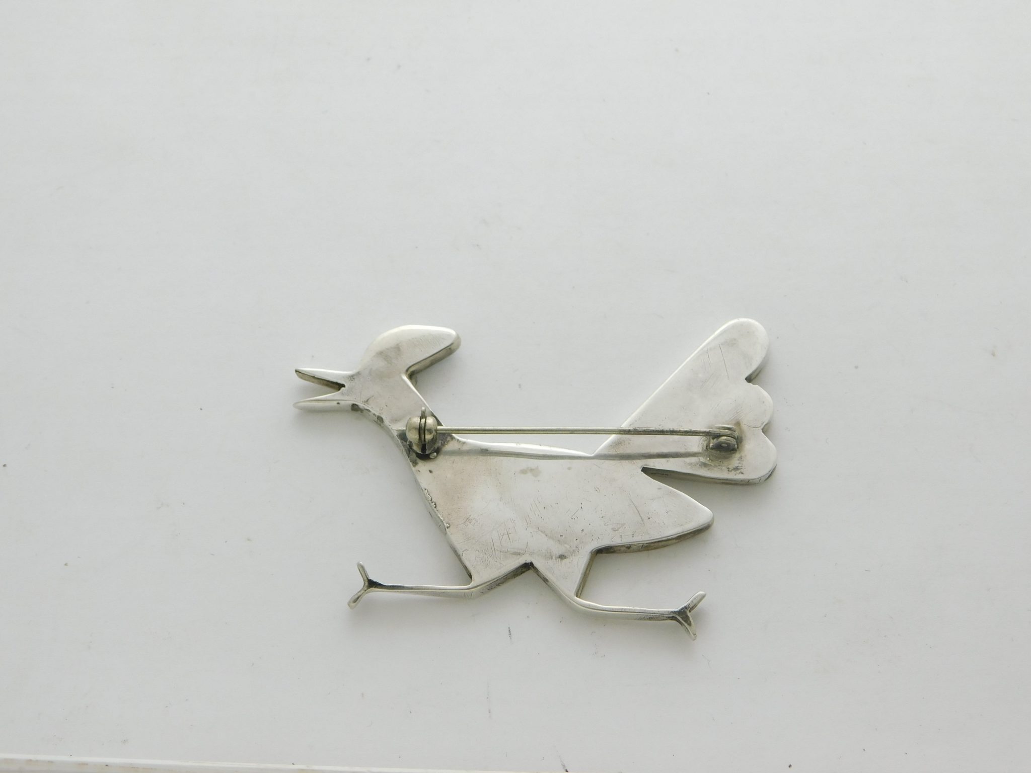 Sterling top silver Zuni road runner pin vintage