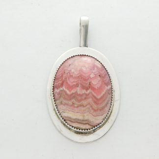 Glenn Panquin Laguna and Zuni Pueblo Rhodochrosite and Sterling Silver Pendant