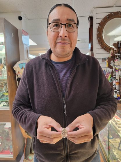 Quinton Antone Tohono O'odham Silversmith with Saguaro and other Cactus Sterling Silver Ring