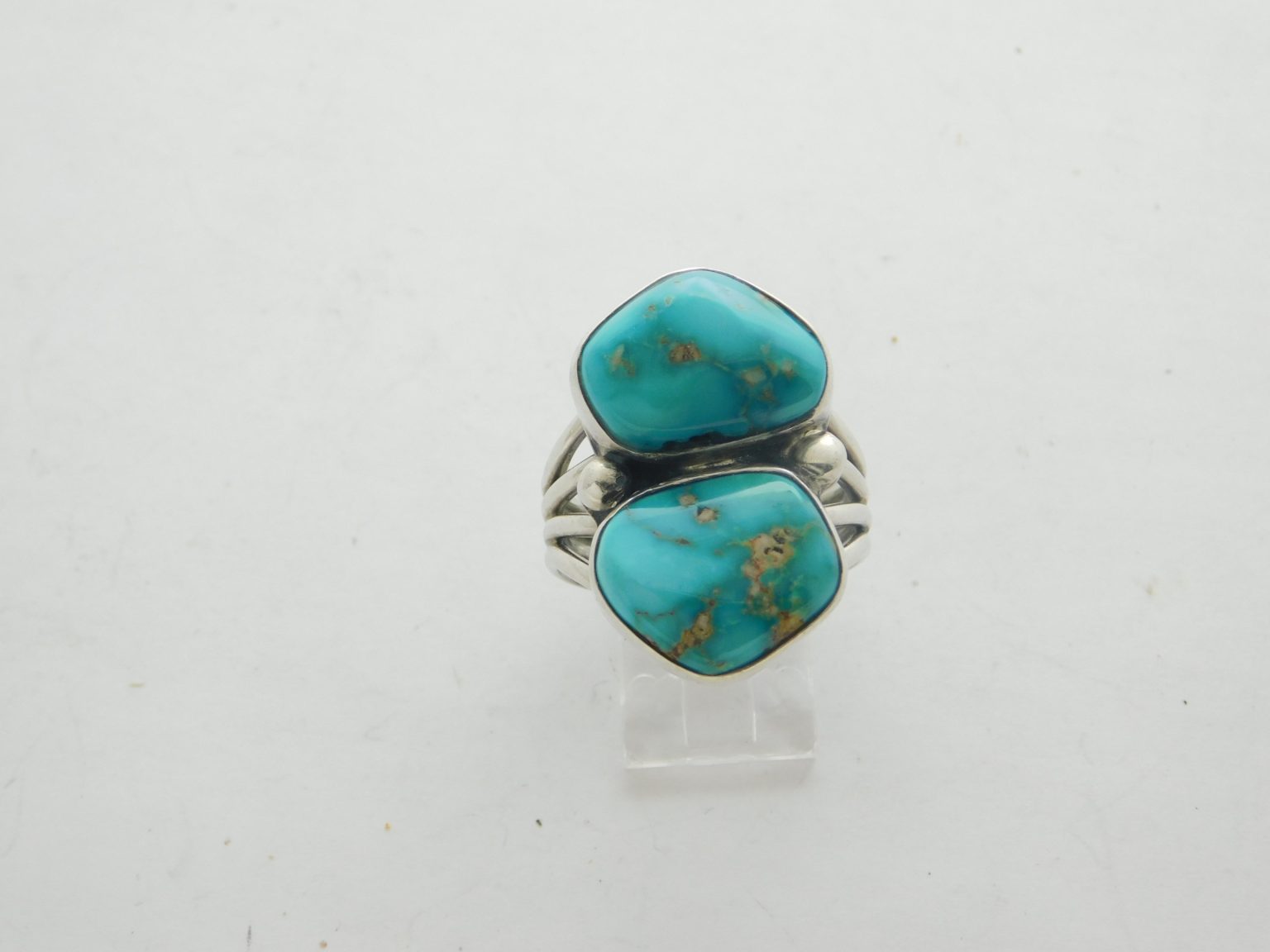 Orville Tsinnie Navajo Blue Gem Turquoise and Sterling Silver Ring