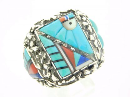 LEE & MARY WEEBOTHEE Zuni Inlay Sterling Silver Ring