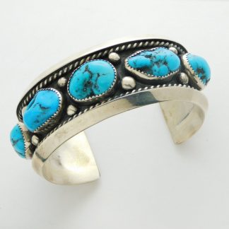 Jerry Cowboy Navajo Kingman Turquoise and Sterling Silver Bracelet