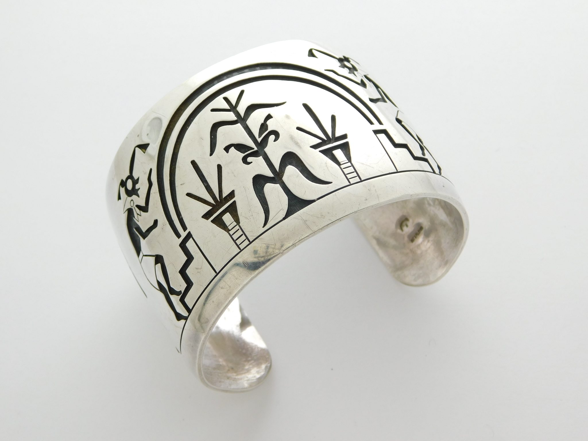 Vintage Sterling Silver Overlay Cuff Bracelet for Women or Men  Contemporary Native American Indian Hopi Jewelry