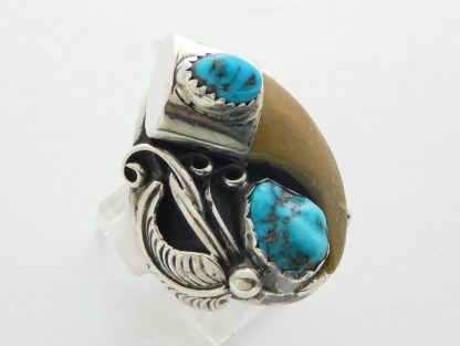 HENRY YAZZIE Navajo Claw and Turquoise Sterling Silver Ring