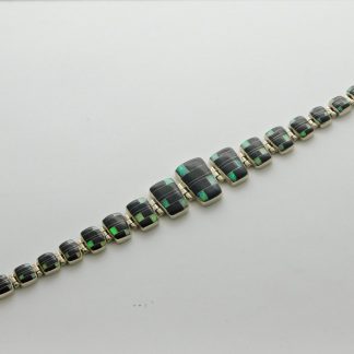 Whiterock Black Onyx, Opal and Sterling Silver Link Bracelet