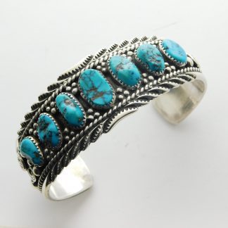 Richard Begay Sterling Silver and Kingman Turquoise Bracelet
