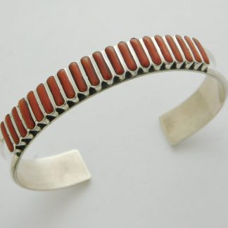 Lucy Shekya Zuni Coral and Sterling Silver Bracelet
