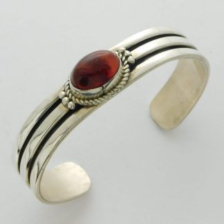 James W. Toadlena Sterling Silver and Cherry Amber Bracelet