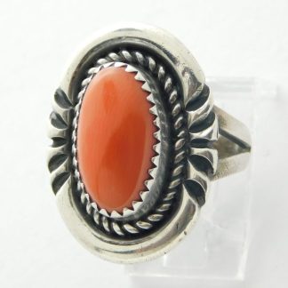 Jimmy Begay Jr. Mediterranean Coral and Sterling Silver Ring