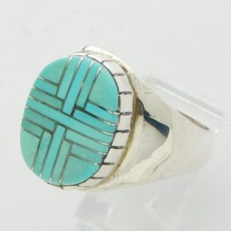 D & V Eriach Zuni Turquoise Inlay Sterling Silver Ring