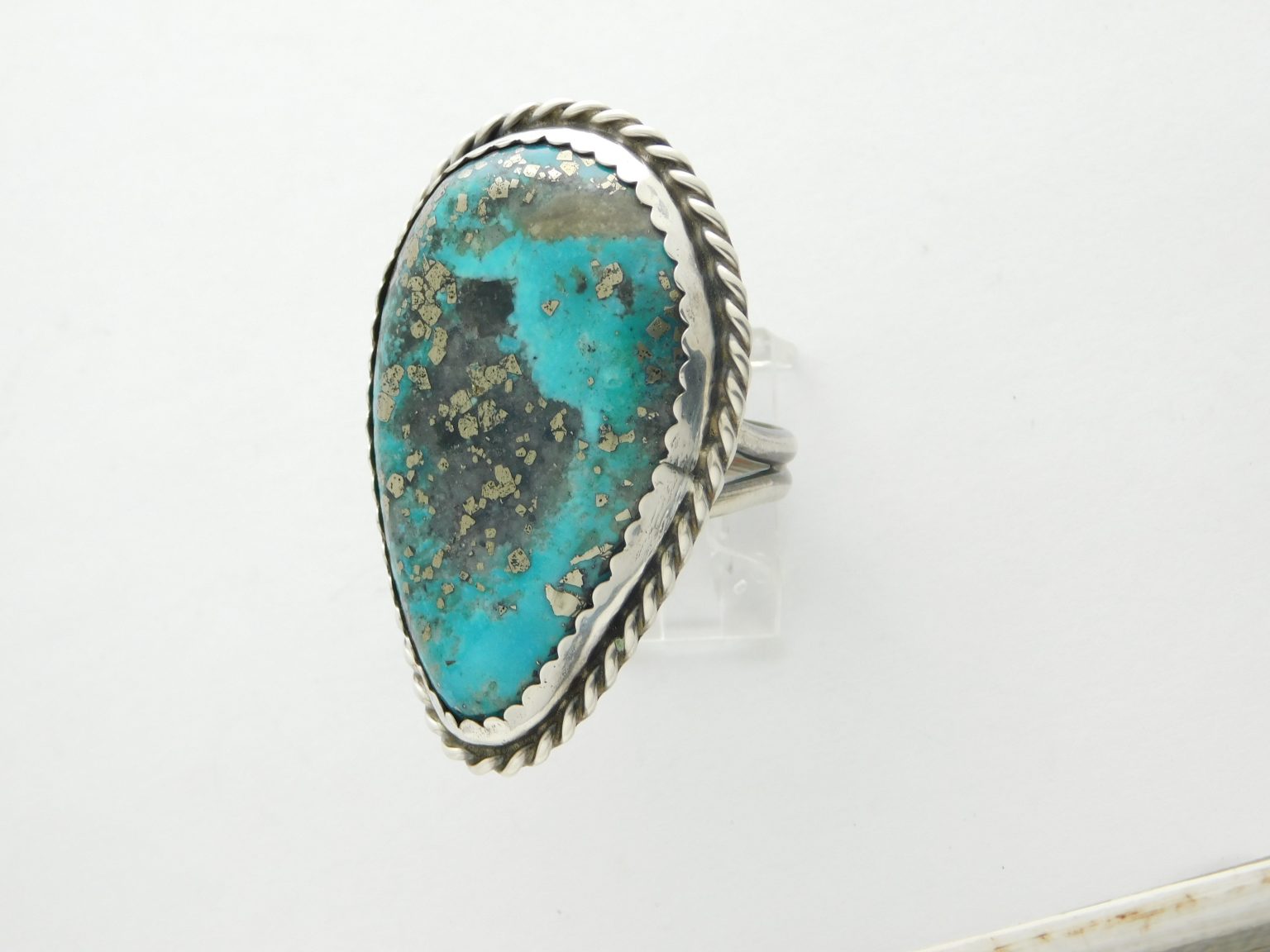 Kingman Turquoise with Pyrite Sterling Silver Ring