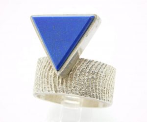 Roy Talaheftewa Hopi Lapis and Sterling Silver Cuttlefish Cast Ring