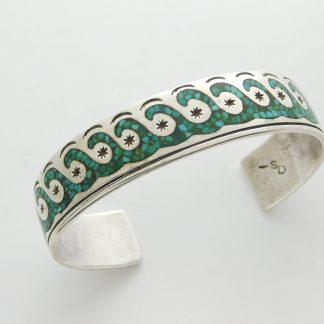 William Singer Navajo Chip Inlay Sterling Silver Bracelet