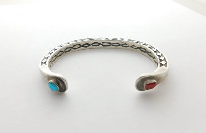 Harold Becenti Navajo Sterling Silver, Coral, and Turquoise Bracelet