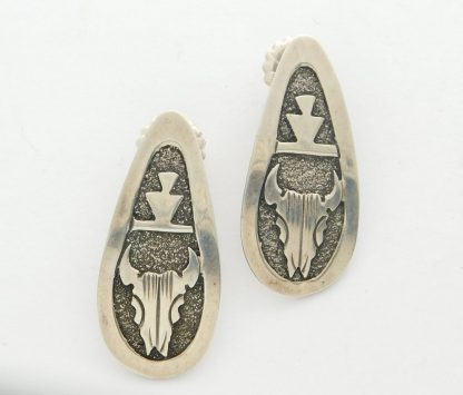Gibson Gene Navajo Sterling Silver Cow Skull Earrings