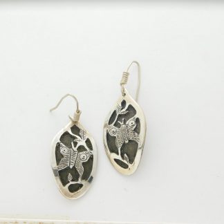 Adam Ramirez Ute / Acoma Pueblo Butterfly Sterling Silver Diorama Earrings