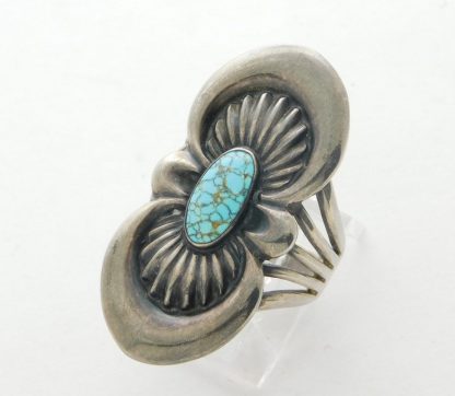 Allen Key White Hogan Navajo Number 8 Turquoise Sterling Silver Ring