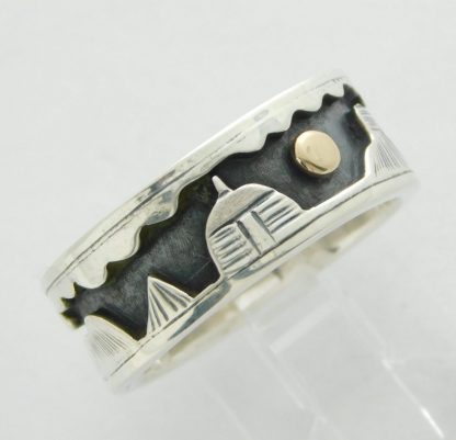 Peter Nelson Navajo Sterling Silver and 14 kt. Gold Storyteller Ring
