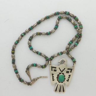 Frances Begay Navajo Sterling Silver Thunderbird with Turquoise and Sterling Silver Chain