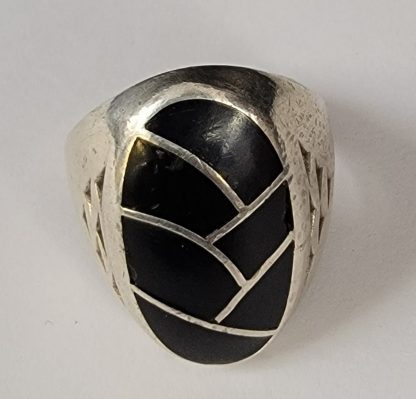 ALTHEA LATOME Navajo Onyx and Sterling Silver Ring Sz. 11-1/2