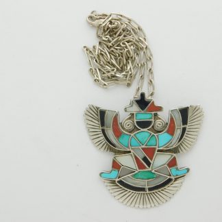 ALONZO HUSTITO Zuni Knifewing Stone inlay Sterling Silver Pendant