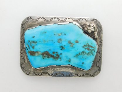 ALBERTO CONTRERAS (Mexican) Kingman Turquoise and Sterling Silver Nugget Belt Buckle