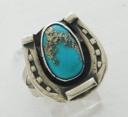 Morenci Turquoise Sterling Silver Horseshoe Ring