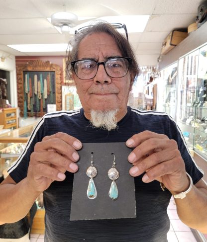 James Fendenheim Tohono O'odham with Turquoise and Sterling Silver Earrings