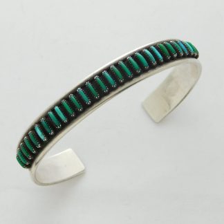 C + J OWALEON Zuni Natural Turquoise Needlepoint Sterling Silver Bracelet
