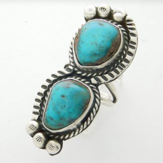 Deloris and Don Yazzie Navajo Bisbee Turquoise and Sterling Silver Ring