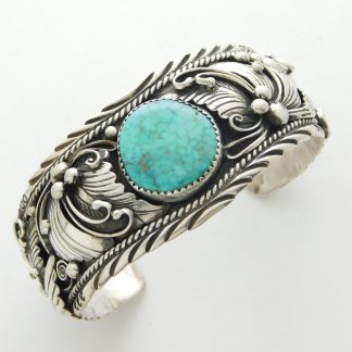 Will Denetdale Navajo Waterweb Turquoise and Sterling Silver Bracelet
