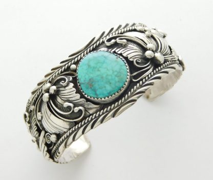 Will Denetdale Navajo Waterweb Turquoise and Sterling Silver Bracelet