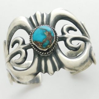 Eugene S. Mitchell Navajo Bisbee Turquoise and Sterling Silver Bracelet