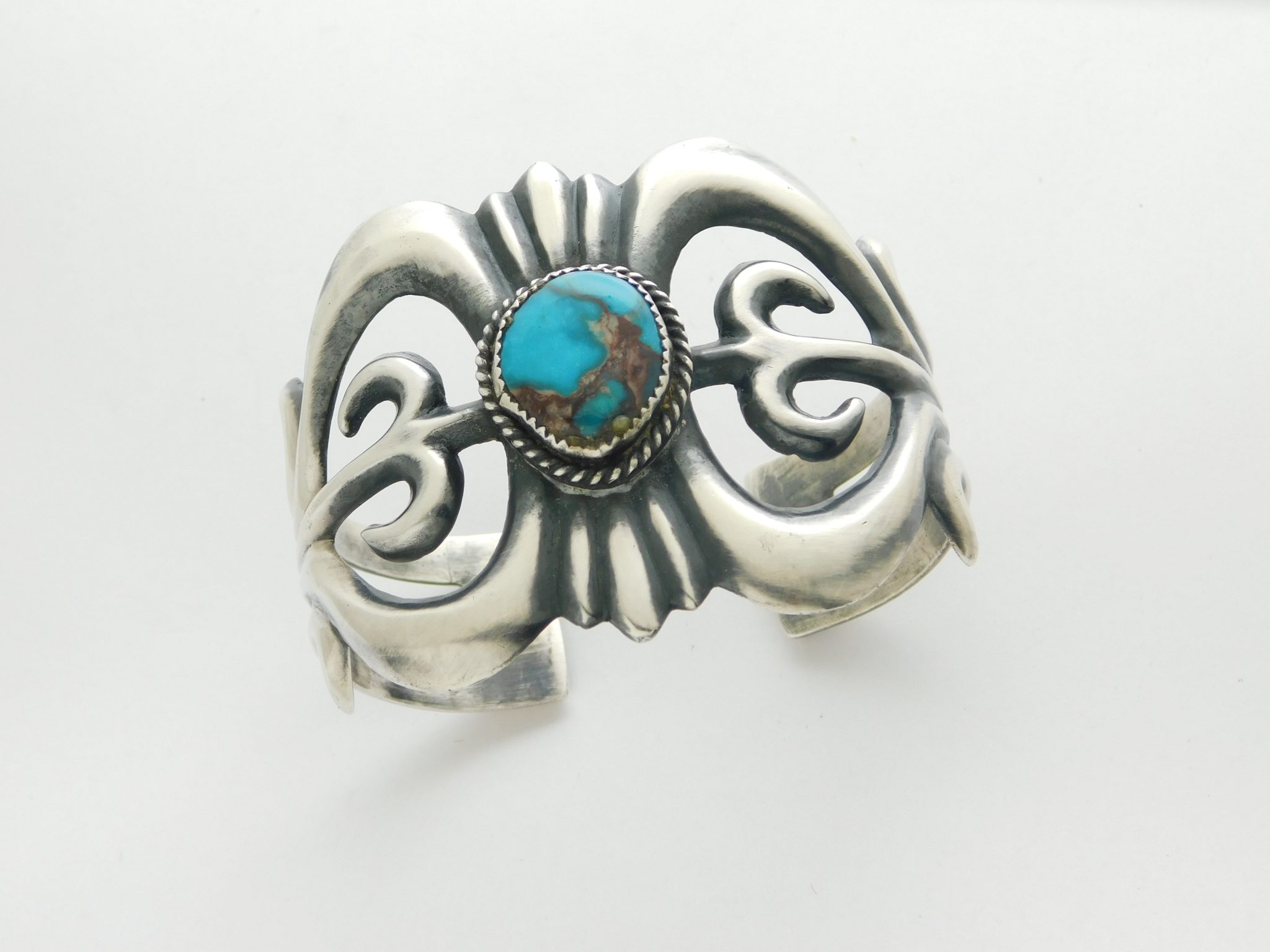 Navajo Sandcast Silver Buttons with Turquoise Centers and Copper