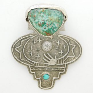 Anthony Lovato Santo Domingo Mother Earth Northern Lights Turquoise and Sterling Silver Pendant